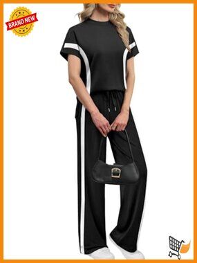 Side Slit Lounge Set 2 Piece Tracksuit Mock Neck Wide Leg Joggers